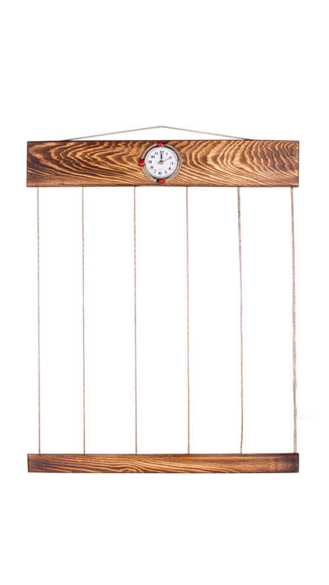 Şipşak Ahşap İpli Mandallı Saatli Duvar Çerçevesi - 50x60cm
